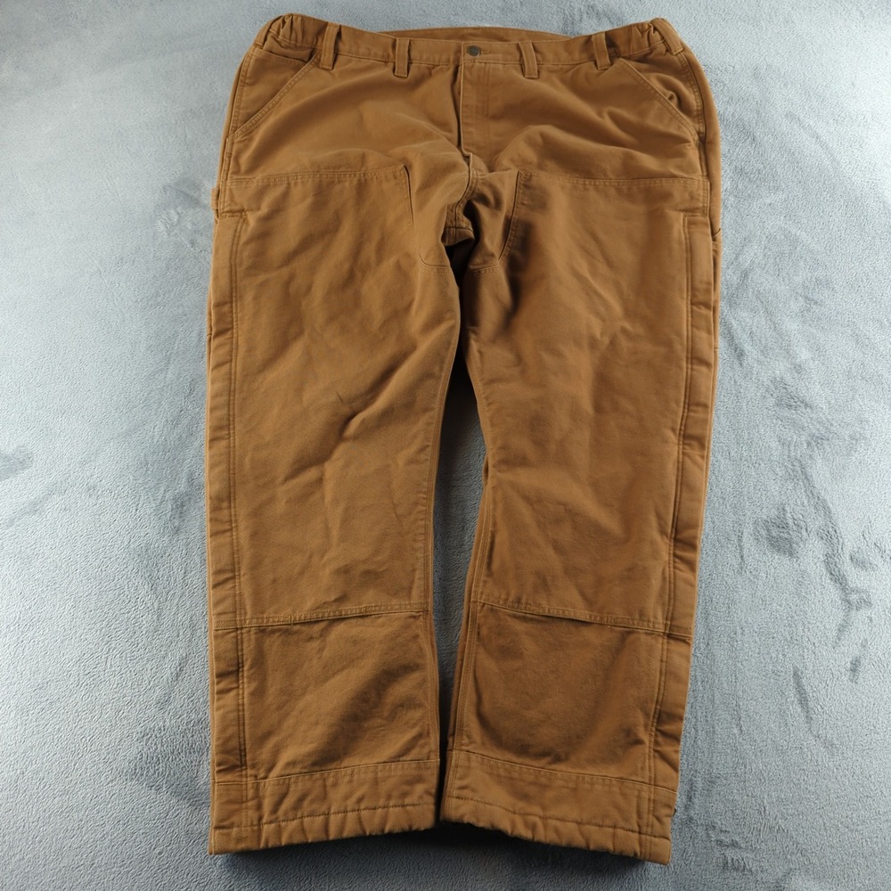 Carhartt Insulated Pants Mens 2XL Brown Quilted Lined Double Front Work Duck